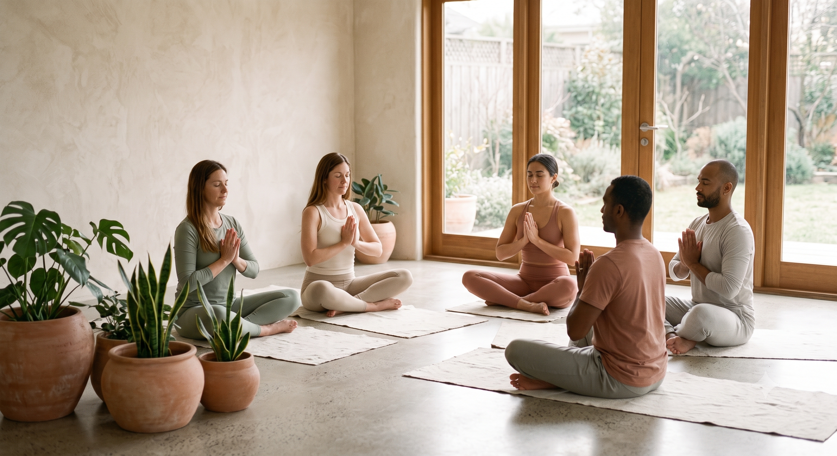 Clase de yoga en grupo