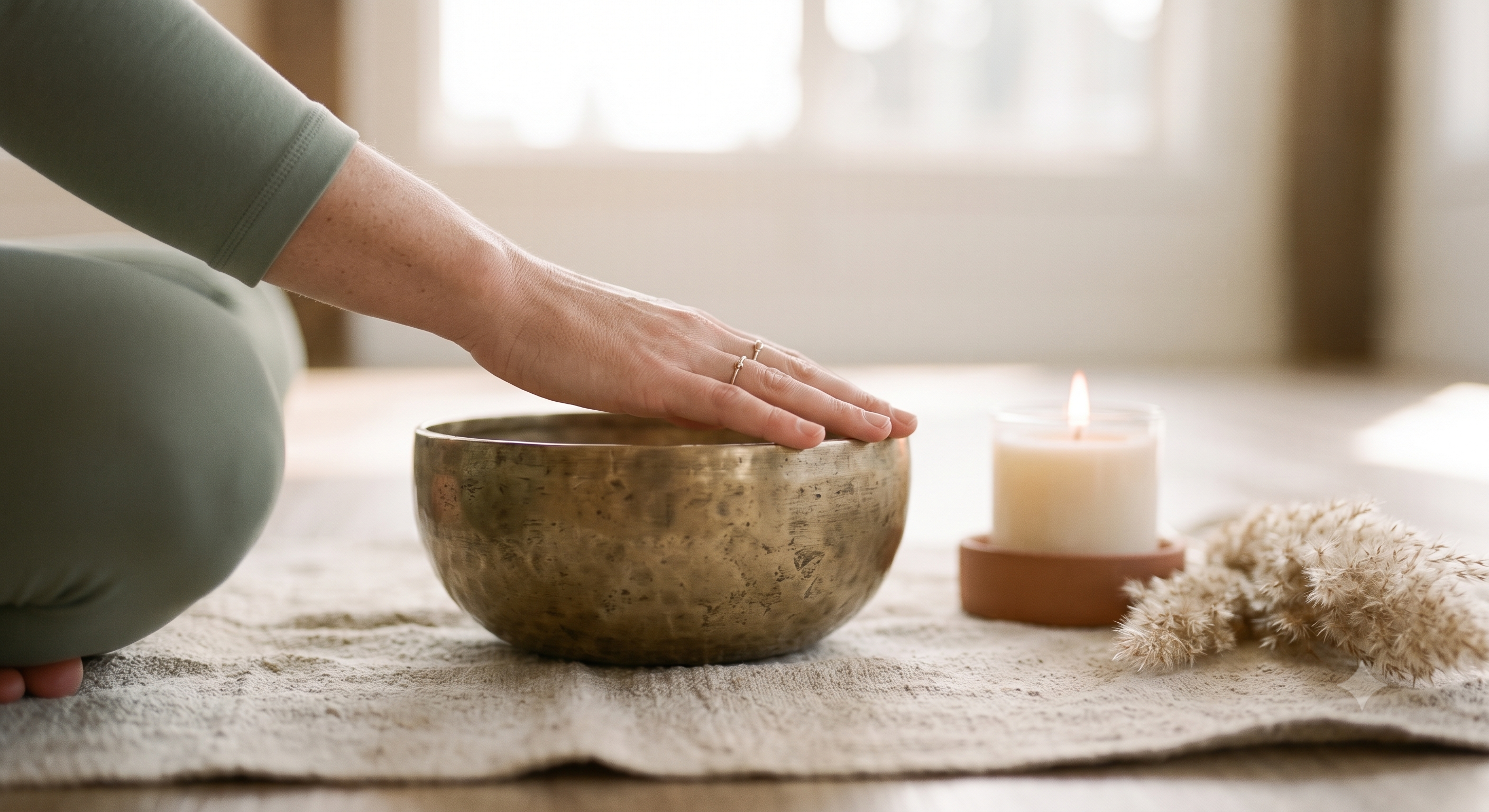 Sesión de meditación con cuenco tibetano